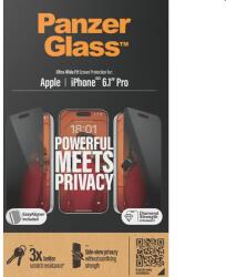Panzer UWF Privacy védőüveg applikátorral Apple iPhone 15 Pro számára, fekete (P2810)