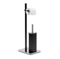 Relaxdays WC-kefe és papírtartó garnitúra matt fekete 10020129