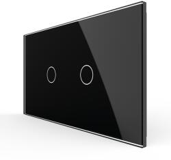LIVOLO Intrerupator Simplu + Simplu cu Touch LIVOLO cu Rama Din Sticla, Standard Italian, 4M - culoare negru