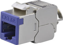 Nestron NPN-KEY-1C6SF-180WT-BL Keystone STP csatlakozó, Cat6A, 180°, szerszám nélkül szerelhető, kék (NPN-KEY-1C6SF-180WT-BL)