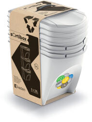 Prosperplast Sortibox 3 Darabos Szelektív Hulladékgyűjtő Rendszer Szett 3x25l Lapos Kőszürke (PPP-IKWB25S3-427C)