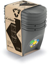 Prosperplast Sortibox 3 Darabos Szelektív Hulladékgyűjtő Rendszer Szett 3x25l Lapos Szürke (PPP-IKWB25S3-405U)