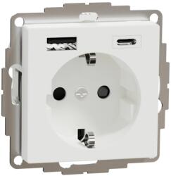 Schneider Electric MTN2367-0325 MERTEN 2P+F aljzat, GYV, kettős USB töltővel, rugós bekötés, 16A / 3A, A+C, aktívfehér (MTN2367-0325)