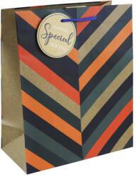 Eurowrap ajándéktasak (26, 5x33x14 cm) kék, narancs csíkos (5) (35368-2C)
