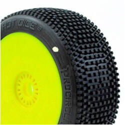 ProCircuit HOT DICE V2 BUGGY C1 (SUPER SOFT) ragasztott gumik, sárga felnik (2db)