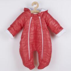 NEW BABY Costum de iarnă pentru bebeluşi cu glugă şi urechi New Baby Pumi roşu zmeura, mărime 62 (3-6l)