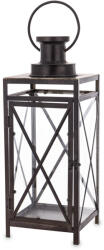 ART-POL Vékony fémhálós üvegezett szögletes fekete fém lámpás lantern fogantyúval 64x21x21cm (168223)