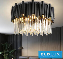 ELDLUX Kristály üveg mennyezeti lámpa E14×12 D550x300mm Fekete (OWD6008-LX)