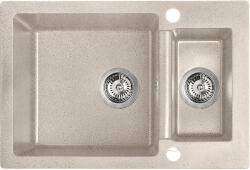 Laveo CELIA 1, 5 medencés bézs mosogató dugókiemelős helytakarékos szifonnal (SRC_430T) - mosibolt