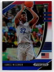 2020-21 Panini Prizm Draft Picks Prizms Red White and Blue #42 James Wiseman