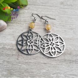 Kristály Jóga Shop Rutilkvarc 6 mm-es ásvány fülbevaló, mandalával