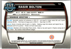 Topps 2022-23 Bowman Chrome University #12 Rasir Bolton