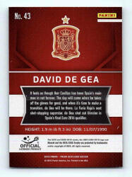 Panini 2016 Panini Panini Uefa Euro Prizm Base #43 David De Geale