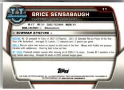 Topps 2022-23 Bowman Chrome University #11 Brice Sensabaugh