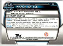 Topps 2022-23 Bowman Chrome University Refractors #66 Khalif Battle