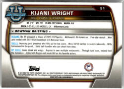 Topps 2022-23 Bowman Chrome University #51 Kijani Wright