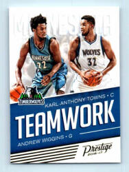 Panini 2016-17 Panini Prestige Teamwork # 27 Andrew Wiggins/Karl-Anthony Towns