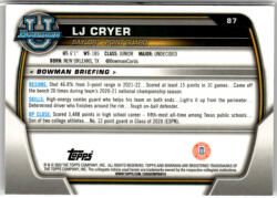 Topps 2022-23 Bowman Chrome University #87 LJ Cryer
