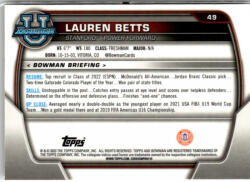 Topps 2022-23 Bowman Chrome University #49 Lauren Betts