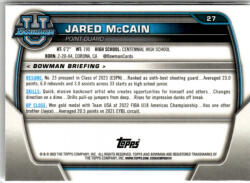 Topps 2022-23 Bowman Chrome University #27 Jared McCain