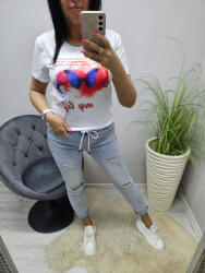 Norafashion Csinos pillangómintás női póló (01) (756562)