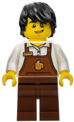 LEGO® Minifigurák Barista - Male, Reddish Brown Apron with Cup and Name Tag, Black Hair cty1048 (cty1048)