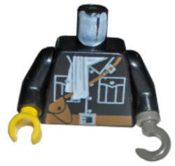 LEGO® Alkatrészek (Pick a Brick) Fekete Adventurers Orient Dzseki - Fehér Sál, Barna Öv, Fekete Karok, Kampókéz 973px181c01 (973px181c01)