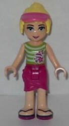 LEGO® Minifigurák Stephanie - Magenta Szoknyában, Zöld Fehér Csíkos Felsőben frnd058 (frnd058)