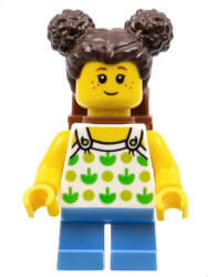 LEGO® Minifigurák Girl - Leaf Tank Top, Dark Brown Side Buns, Backpack, Medium Blue Short Legs cty1333 (cty1333)