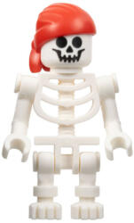 LEGO® Minifigurák Csontváz - szabványos koponya, hajlított karok, függőleges markolat, piros pólya dupla farokkal hátu pi195 (pi195)