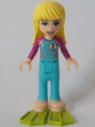 LEGO® Minifigurák Friends Stephanie - Medium Azure and Magenta Wetsuit, Lime Flippers frnd321 (frnd321)