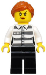 LEGO® Minifigurák Police - Jail Prisoner 50382 Prison Stripes, Female, Black Legs, Scowl with Peach Lips, Orange Ponyt cty1129 (cty1129)