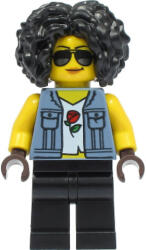 LEGO® Minifigurák Női Stuntz Versenyző - Homokkék Mellény és Fekete Nadrág cty1330 (cty1330)