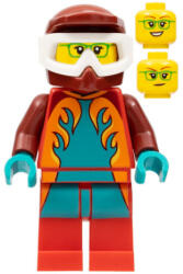 LEGO® Minifigurák Freya McCloud - Stuntz Driver, Dark Red Jumpsuit with Dark Turquoise and Orange Flames, Red Legs, Da cty1351 (cty1351)