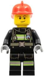 LEGO® Minifigurák Fire - Reflective Stripes with Utility Belt, Red Fire Helmet, Lopsided Smile cty0975 (cty0975)