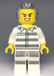LEGO® Minifigurák Sky Police - Jail Prisoner 50380 Prison Stripes, Scowl with Teeth, Dark Bluish Gray Hair with Sidebu cty0978 (cty0978)