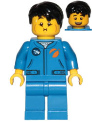LEGO® Minifigurák Astronaut - Male, Blue Jumpsuit, Black Hair Short Tousled with Side Part, Queasy and Open Mouth Smil cty1040 (cty1040)