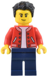 LEGO® Minifigurák Man - Red Jacket, Dark Blue Legs, Black Hair, Smirk and Cheek Lines cty1440 (cty1440)