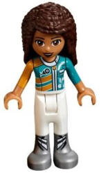 LEGO® Minifigurák Friends Andrea - White Trousers, Bright Light Orange and Dark Turquoise Racing Jacket frnd253 (frnd253)