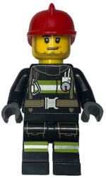 LEGO® Minifigurák Fire - Reflective Stripes with Utility Belt, Red Fire Helmet, Male Smirk cty1416 (cty1416)