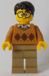 LEGO® Minifigurák Medium Nougat Argyle Sweater, Dark Tan Legs, Black Hair, Large Round Glasses cty0902 (cty0902)