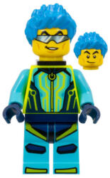 LEGO® Minifigurák Stuntz Driver - Male, Medium Azure and Neon Yellow Jumpsuit, Dark Azure Spiked Hair, Black Neck Brac cty1527 (cty1527)