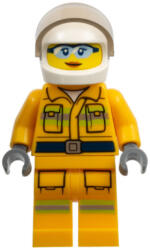 LEGO® Minifigurák Fire - Reflective Stripes, Bright Light Orange Suit, White Helmet, Safety Glasses, Peach Lips Closed cty0961 (cty0961)