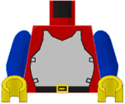 LEGO® Alkatrészek (Pick a Brick) Minifigura Felsőrész páncélos felsőtest kék karokkal, piros törzzsel 973p40C03 (973p40C03)