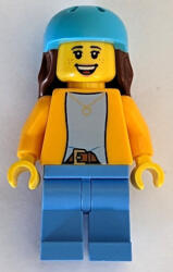 LEGO® Minifigurák Scooter Rider - Female, Bright Light Orange Jacket, Medium Blue Legs, Medium Azure Helmet, Reddish B cty1594 (cty1594)