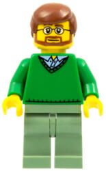 LEGO® Minifigurák Green V-Neck Sweater, Sand Green Legs, Reddish Brown Hair, Beard cty0893 (cty0893)