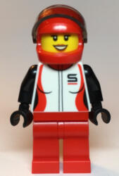 LEGO® Minifigurák Race Car Driver, Female, Red and White Race Jacket, Red Helmet and Legs cty1109 (cty1109)