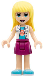 LEGO® Minifigurák Friends Stephanie, Magenta Skirt, White Top with Paw Print Undershirt frnd420 (frnd420)