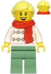 LEGO® Minifigurák Lány minifigura fehér pulcsiban és piros sállal hol216 (hol216)