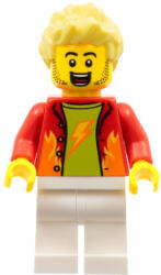LEGO® Minifigurák Dynamo Doug - Stuntz Announcer, Red Jacket over Lime Shirt, White Legs, Bright Light Yellow Spiked H cty1325 (cty1325)